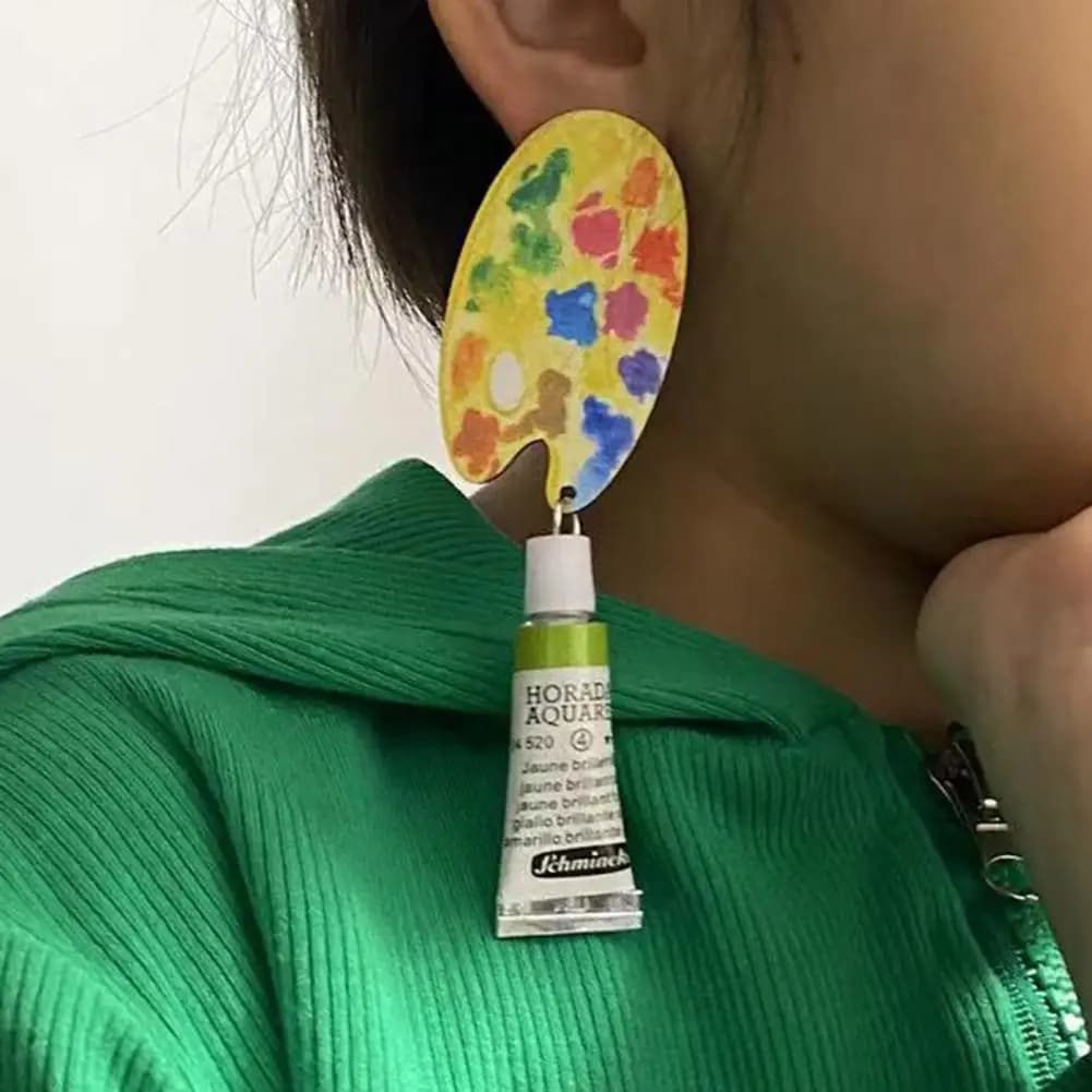 1 paio di orecchini pendenti da pittore da donna orecchini geometrici artistici decorativi colorati orecchini pendenti da pittore esagerati aretes