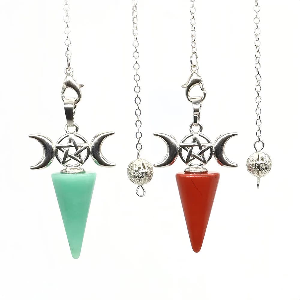 Cristalli luna pentagramma cono punto pendolo pietre naturali Reiki guarigione quarzo pendenti per gioielli collana divinazione rabdomante