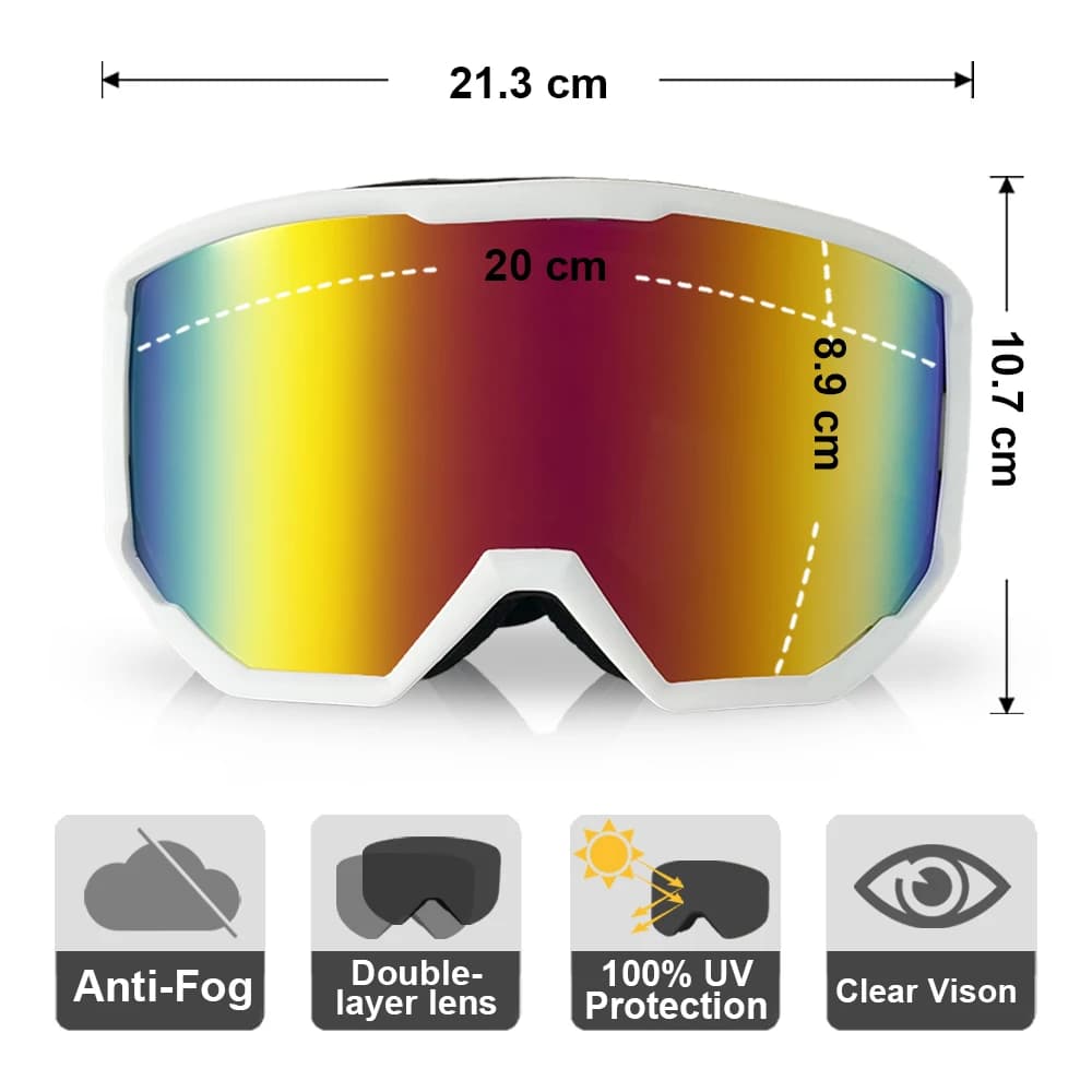 Occhiali da sci Antiappannamento Protezione UV Occhiali da neve Design OTG sopra il casco Compatibile Sci Snowboard