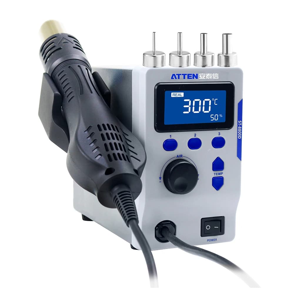 2026 ATTEN 800W ST-8800D Pistola Termica con Temperatura e Volume d'Aria Regolabili, Stazione ad Aria Calda Antistatica per Rilavorazione BGA