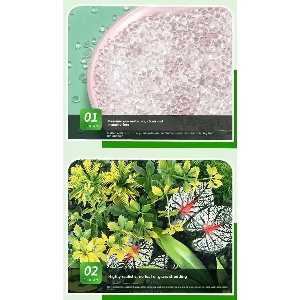 DIY Artificial Plant Wall Panel Flower UV Protection Simulation Maple Plant Sheet 25*25cm Durable Artificial Fern Grass