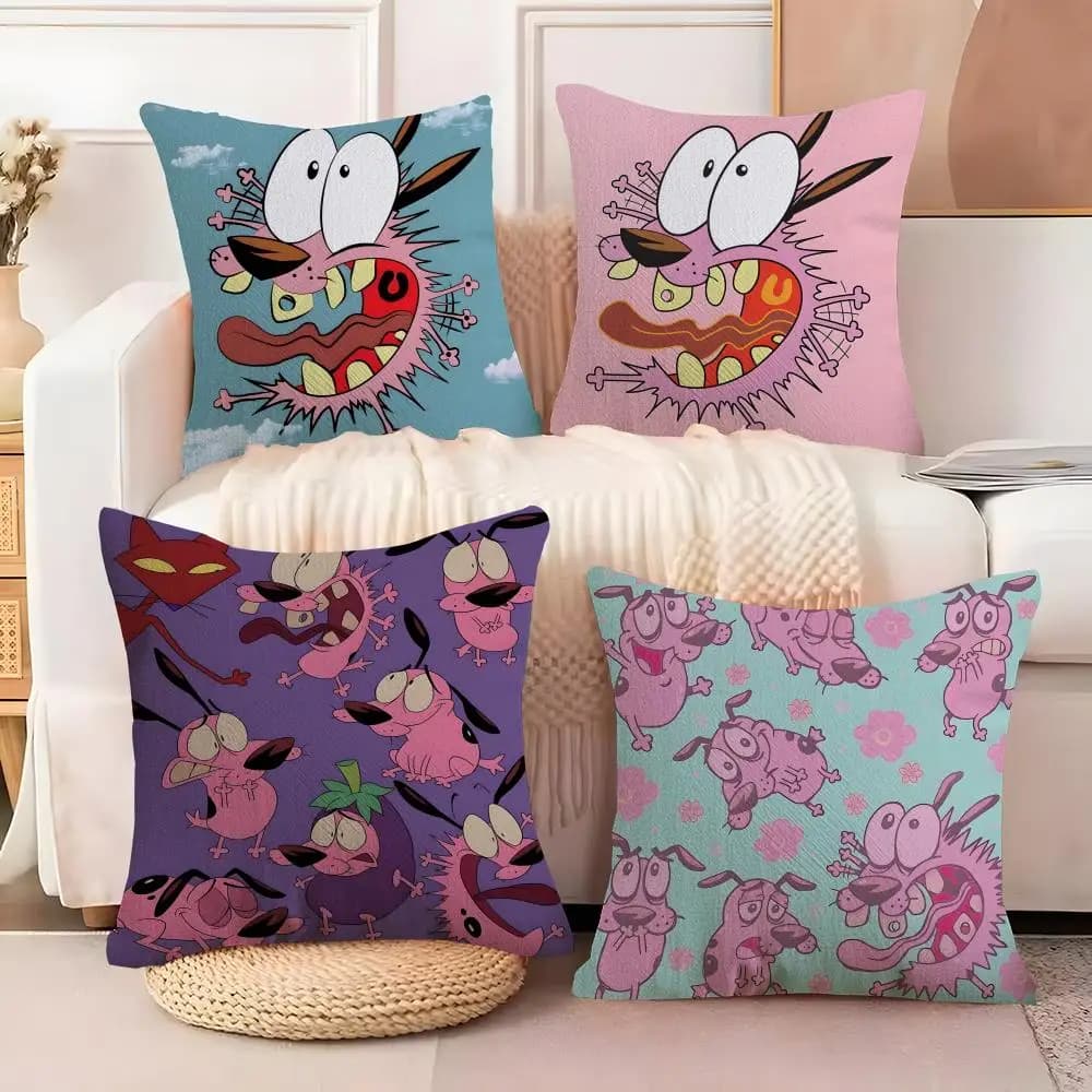 Federa per cuscino Corage the Cowardly Dog Federa anti-polvere Federa per cuscino per divano in peluche corto setoso con cerniera invisibile