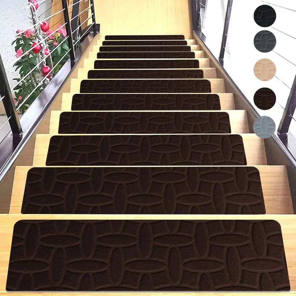 Self-adhesive Stairs Mat 76X20 cm Anti-slip Stair Mat Soft Striped Door Mat Protective Decorations for Home