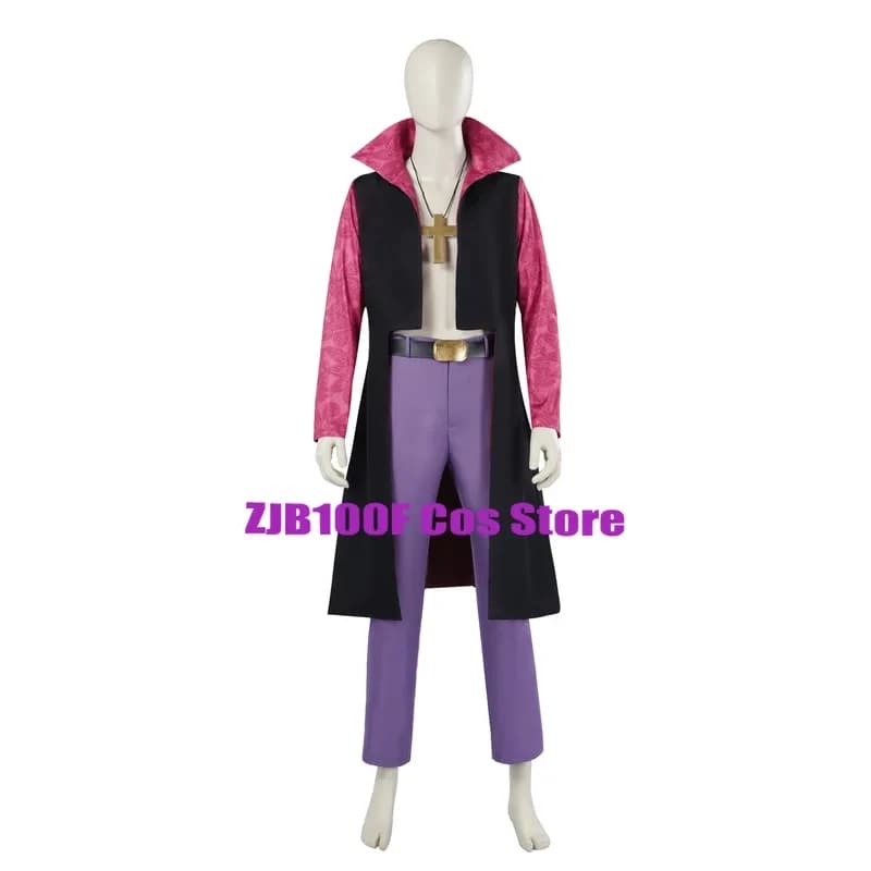 ☆ Costume Cosplay YunCos Dracule Mihawk, Giacca e Pantaloni da Uomo, Cintura, Outfit per Halloween e Carnevale, Travestimento Fantasia ☆