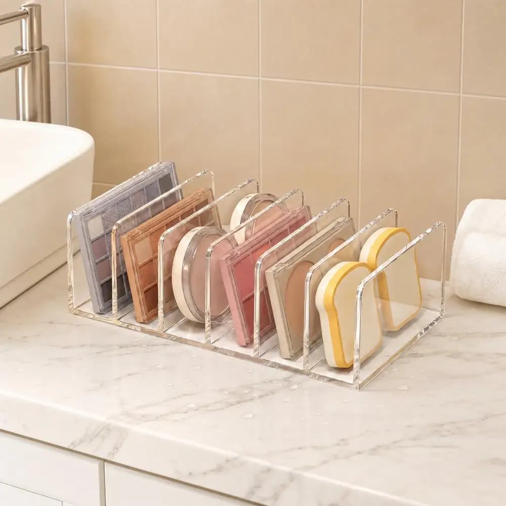 Espositore per ombretti in acrilico con scomparti multipli, organizer verticale per cosmetici per ombretti e illuminanti