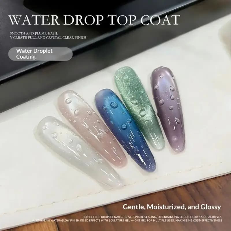 New 8ml No-Wipe Water Drop Nail Gel 3D Sculpting Nail Art Gel For Manicure High Transparent Plating Seal Coat Nail Polish