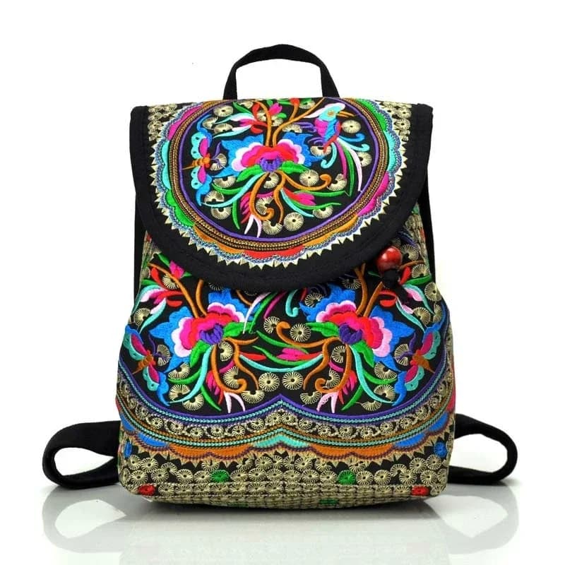 Nuovi zaini con copertina per lo shopping da donna con ricamo nazionale! Bellissimo zaino in tela con ricamo floreale Lady Bohemian Backrack