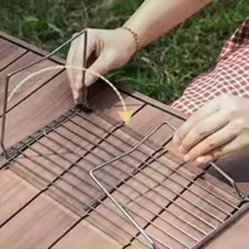 RTENTE-Griglia da campeggio portatile Supporto per fornello per barbecue pieghevole leggero Griglia da campeggio portatile in acciaio inossidabile