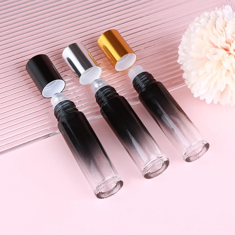 Flaconi roll-on in vetro ricaricabili da 10 ml con colore sfumato per oli essenziali, flaconi ricaricabili per profumi, 30/50 pezzi