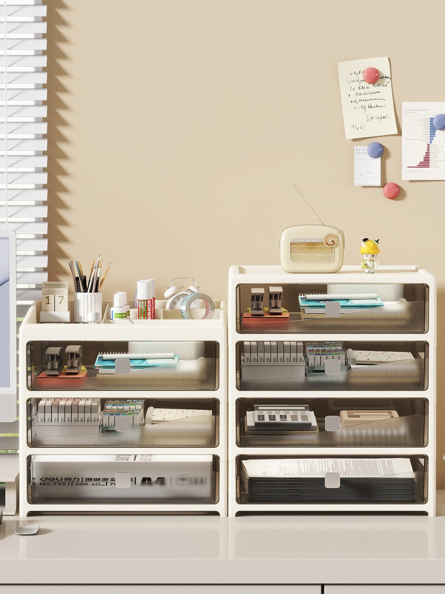 Organizer da Scrivania a Cassetto, Scatola Portaoggetti per Ufficio, Portapenne, Scaffale per Studenti, Contenitore Rettangolare in Plastica