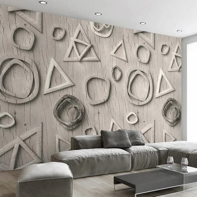 Custom 3D Parade Paper with Geometric Patterns Triangular and Circular for Children's Rooms, Living Room, TV Wall, Home Decoration