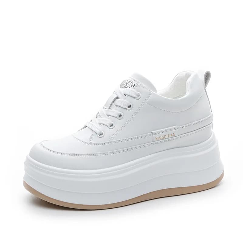 8cm Platform Sneakers for Women Chuny Sneakers Wedge Heel Comfortable Walking Shoeswhite Travel Casual Shoes Autumn
