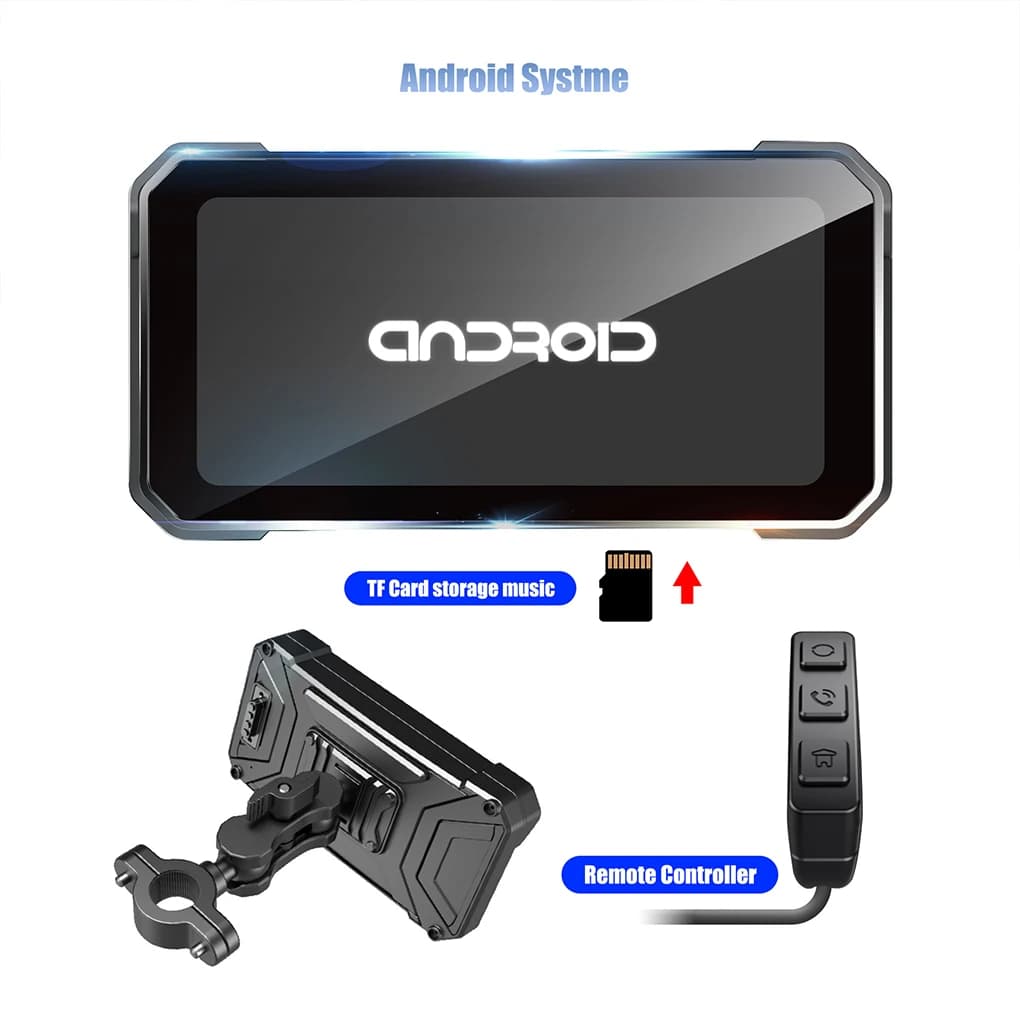 6.25 Inch Motorcycle Wifi Android 10 System DVR Dash Cam Recorder With 2 Tire Pressure Sensors