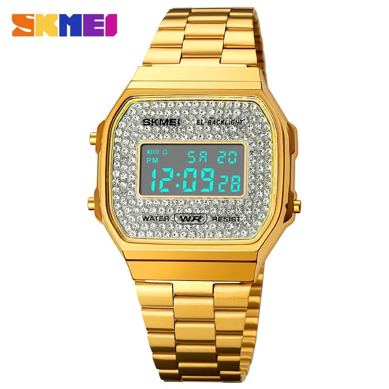 SKMEI 1808 uomini d'affari cinturino in acciaio impermeabile elettronico orologi da polso da uomo orologio maschile reloj hombre orologio digitale in muratura di moda