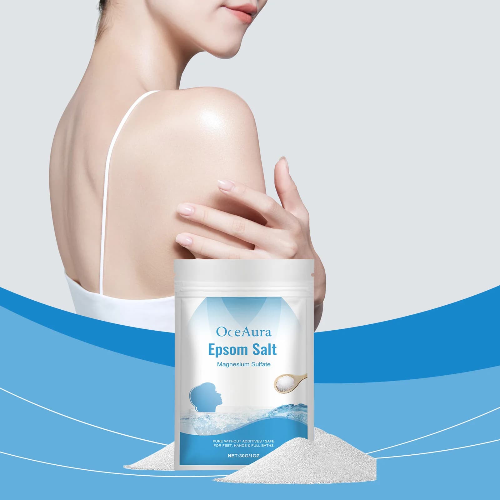 Epsom Sale Solfato di magnesio Idratante Esfoliante Piedi naturali puri Mani Bagno Rilassamento del corpo Sollievo muscolare Disintossicazione Cura della pelle
