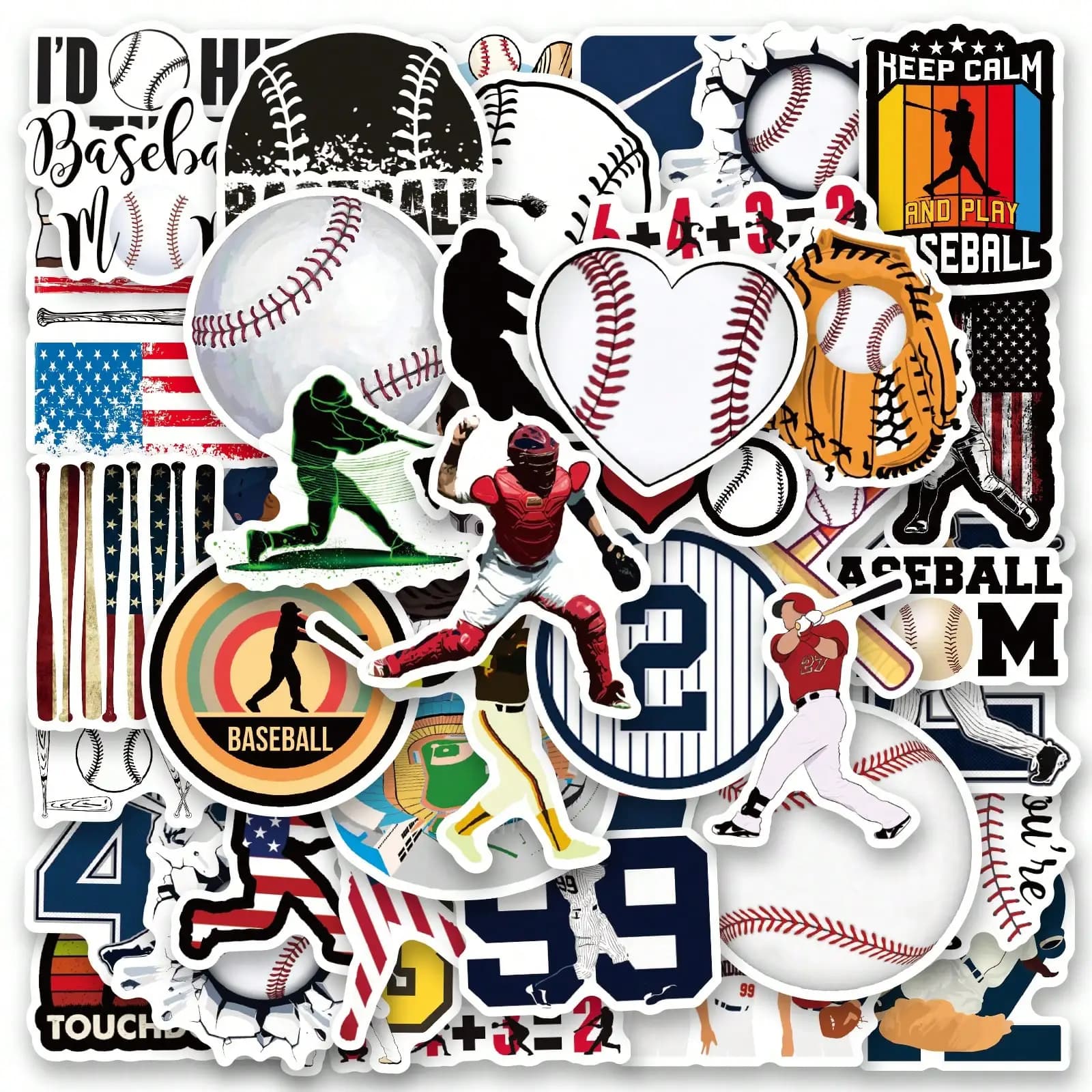100PCS Baseball Stickers Vinyl Aesthetics Stickers For Scrapbooking, Diary, Laptop, Bumper, Skateboard, Water Bottle, Computer, Phone, Cartoon, Hard Hat, Car Stickers And Decals,Stickers,Baseball Stuff,Softball Stickers