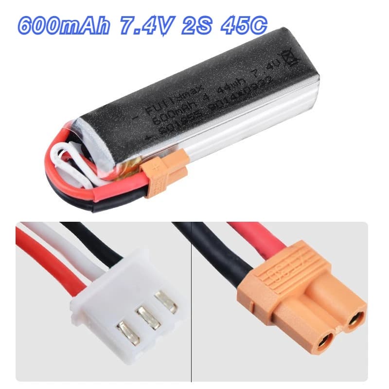 Batteria per aereo modello RC 600mAh 7.4V 2S 45C per WLtoys XK K130 Racing FPV Drone, UAV, batteria per drone elicottero