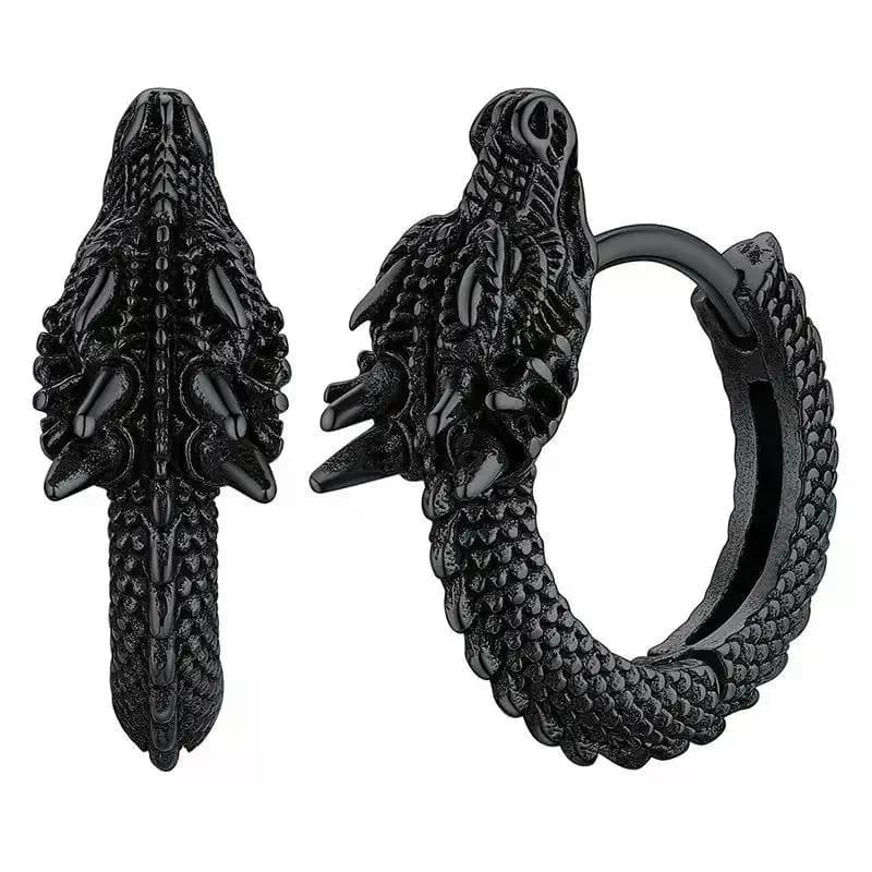Orecchini a Cerchio Trendy con Drago per Uomo, Stile Hip Hop Punk, Accessori per Feste, Gioielli Unisex Indossabili Quotidianamente