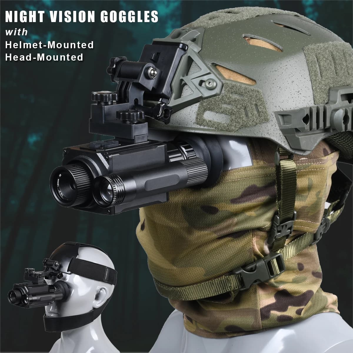NK006 Night Vision Monocular with Head-Mounted and Helmet-Mounted Digital 5X Zoom Infrared Night Vision Goggles Hunting Camping