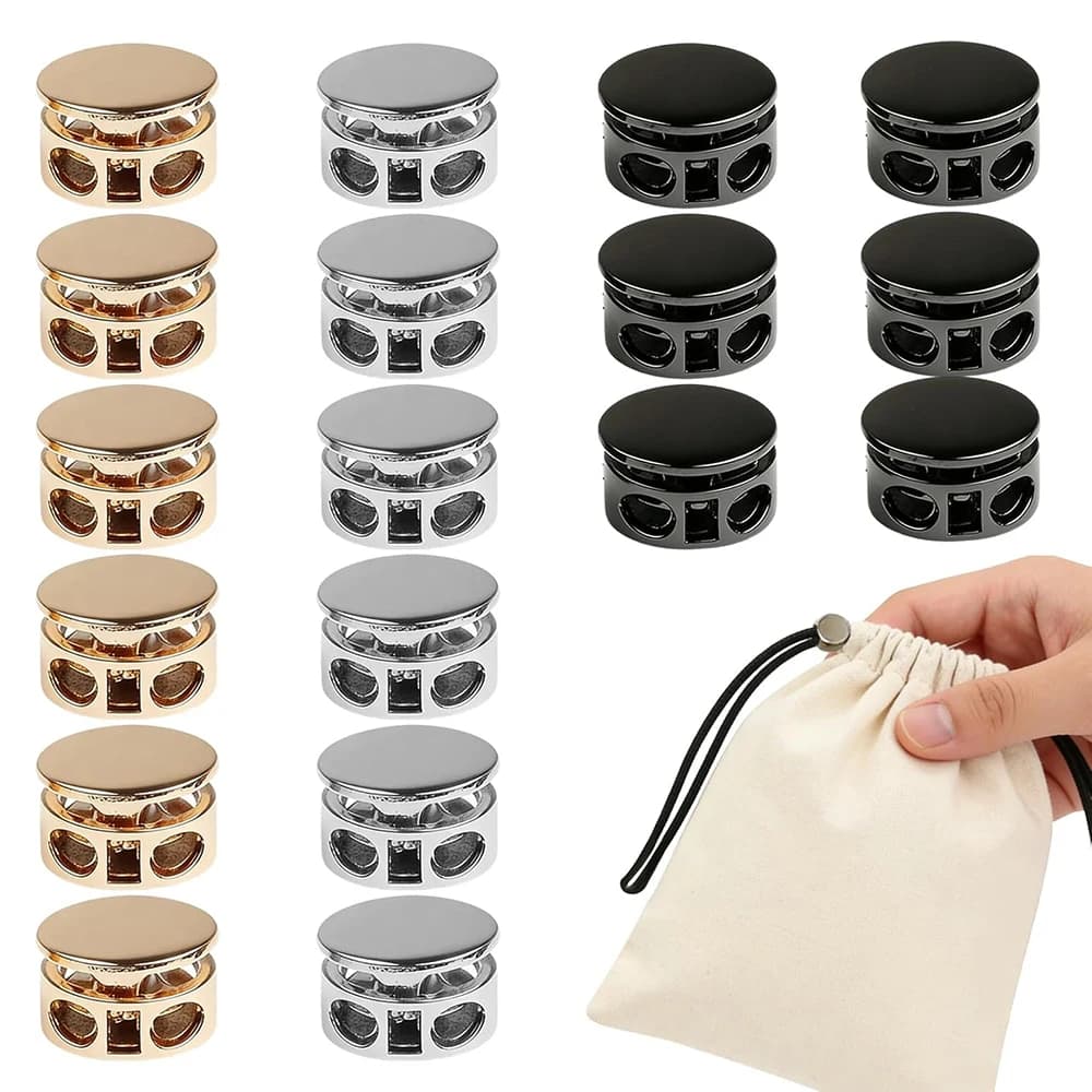 10 Pezzi Fermacorda in Metallo da 5mm con Doppio Foro, Chiusura a Molla, Fermaglio Scorrevole per Coulisse, Borse, Zaini, Abbigliamento, Cordini