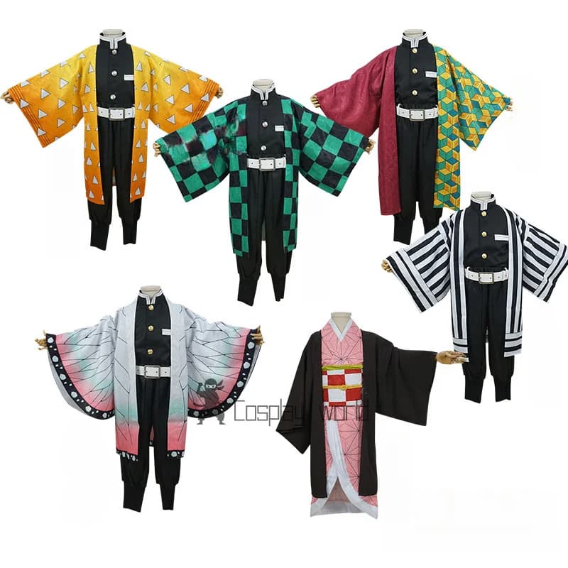 Nuovo Anime Demone Slayer Cosplay Agatsuma Zenitsu Cosplay Bambini Tanjirou Uniforme Kimono Halloween Vestiti Per Bambini Regali Di Natale