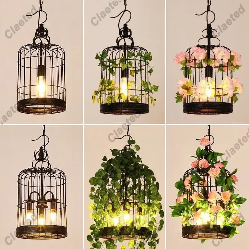 Lamp for Plants Network Red Music Western Restaurant Cafeteria Hot Pot Shop Lighting Creative Cherry Flower Green Plant Retro Lig