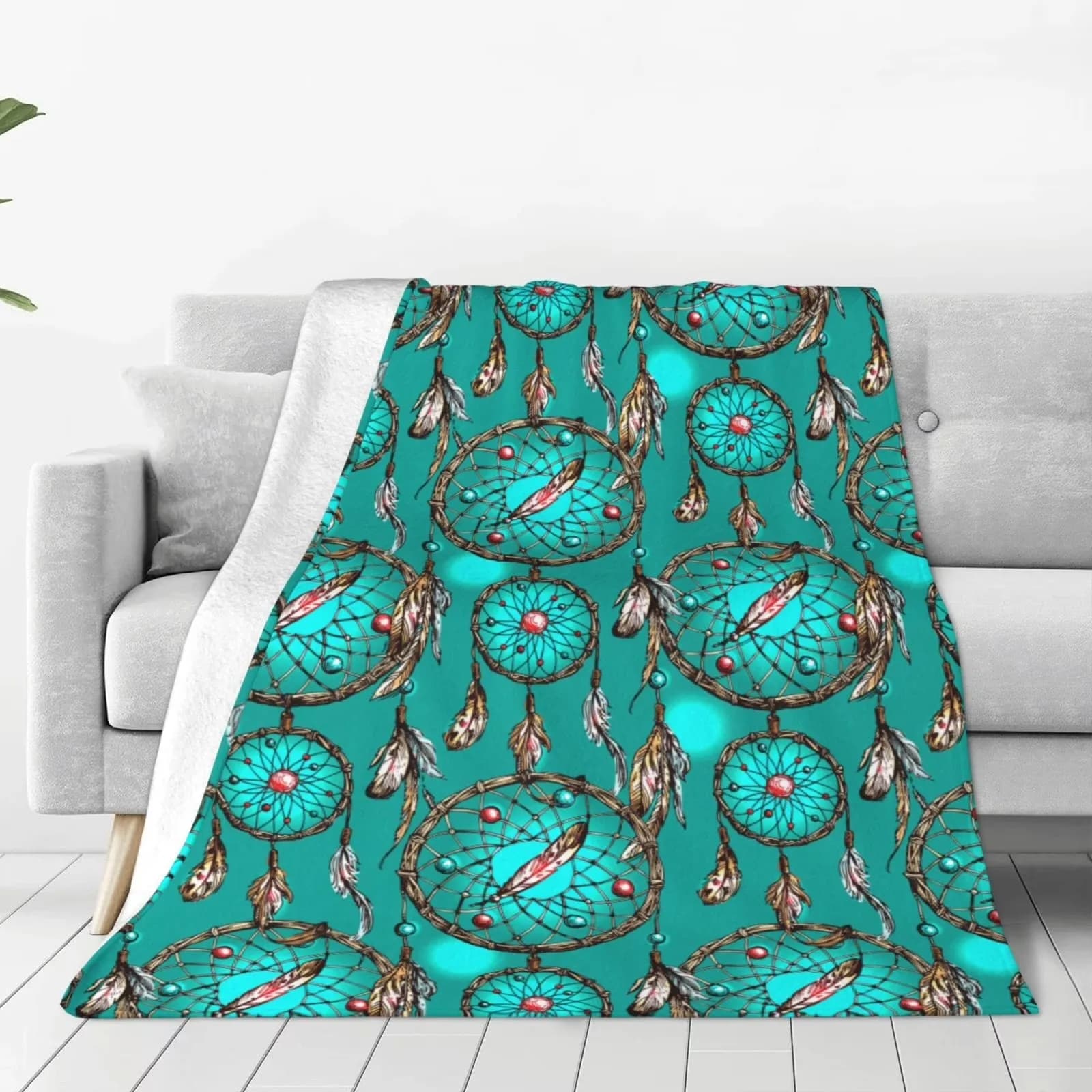 Boho Dreamcatcher Fleece Throw Blanket Plush Fluffy Warm Flannel Sofa Couch Bed Wrap