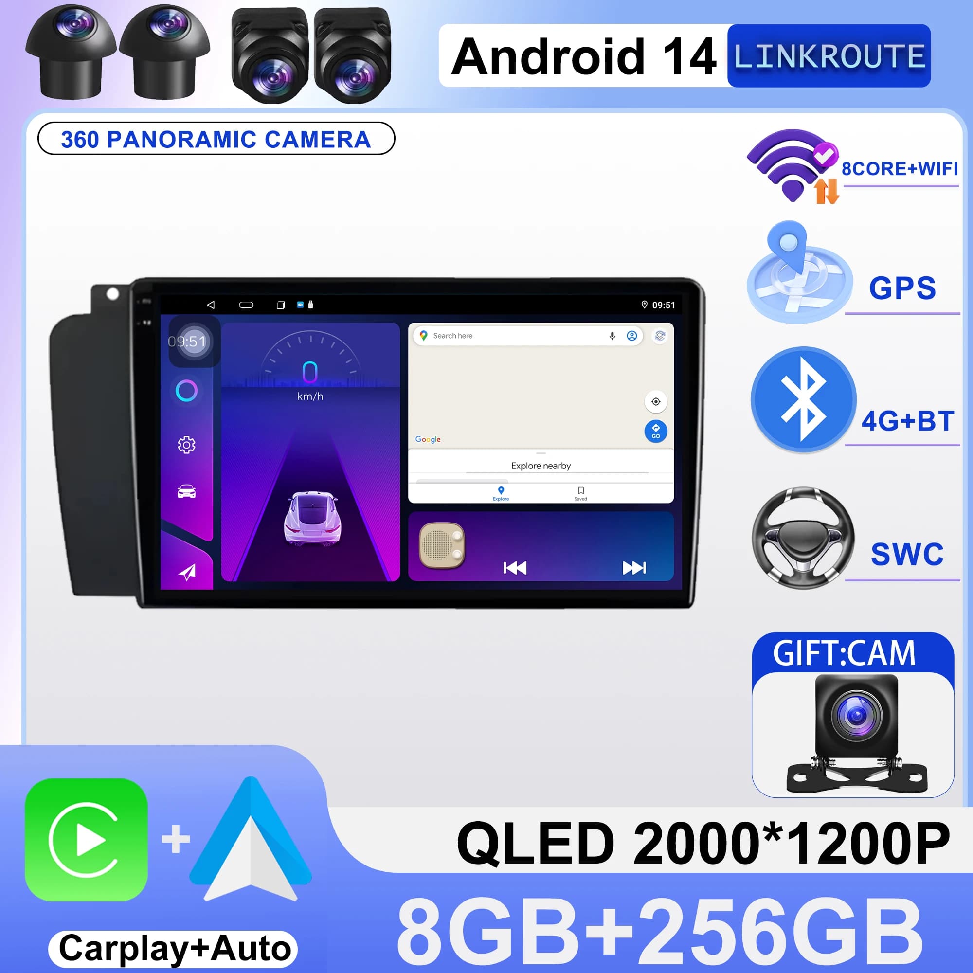 for Volvo XC70 V70 S60 2004 2005 2006 2007 2008 2009 Android Auto Carplay Car Radio Multimedia Video Player WIFI+4G DSP Stereo
