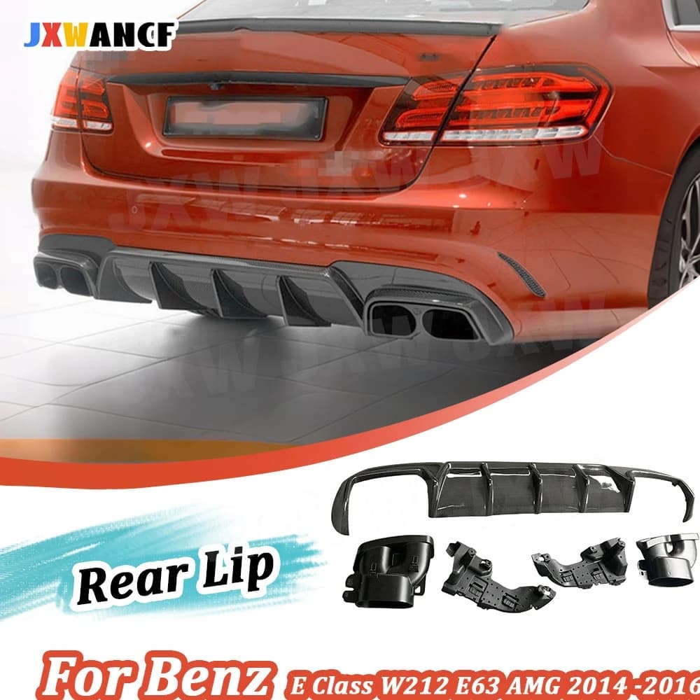 JXWANCF Punte di scarico diffusore posteriore per auto in fibra di carbonio per Benz Classe E W212 E63 AMG 2014 -2016 Auto non standard
