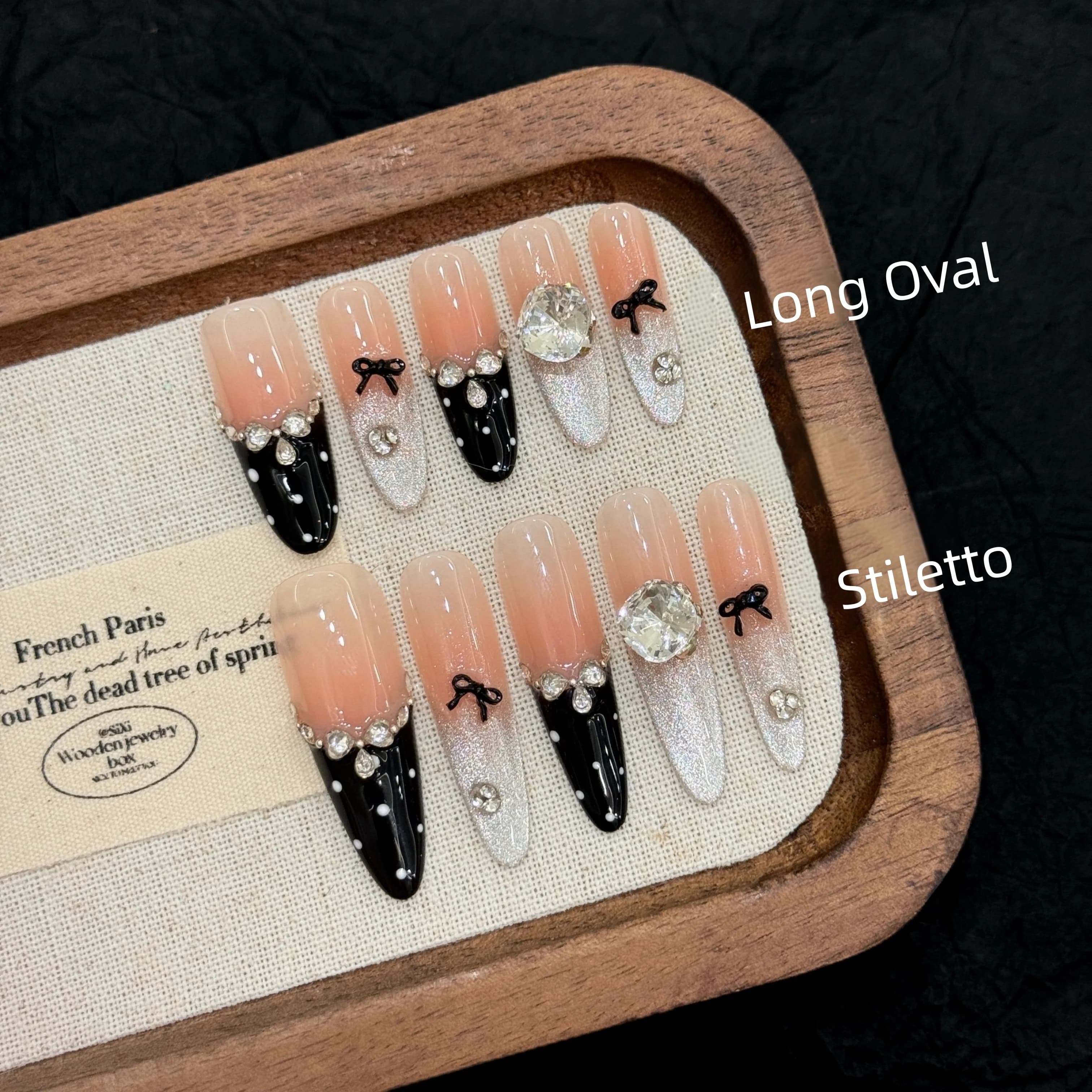 10 pezzi di nail art ovali lunghi pressati a mano, bellissime unghie finte, fiocco rosa brillante effetto occhio di gatto, eleganti, sofisticate, regalo per la festa della mamma.