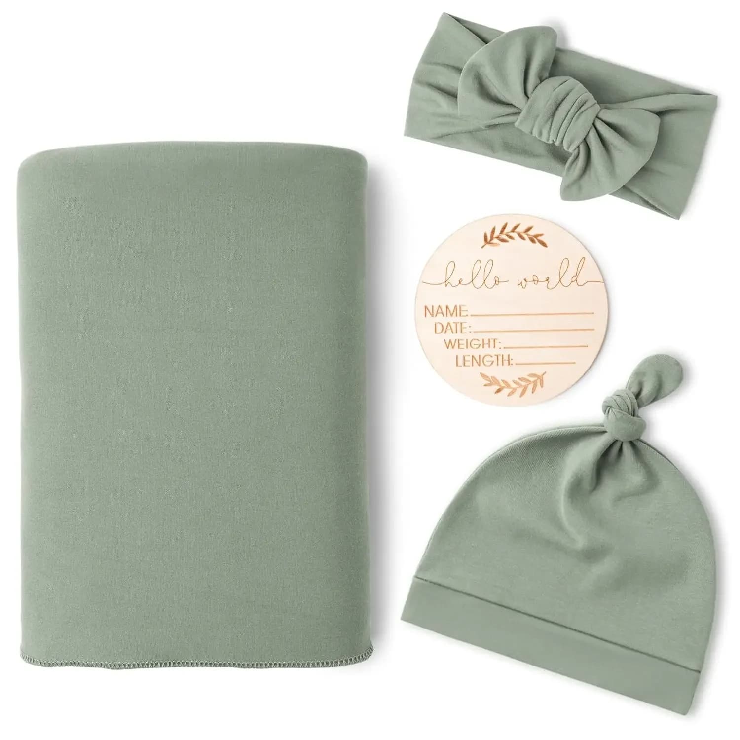 Set Swaddle per Neonata con Fascia per Capelli e Berretto, Coperta Morbida per 0-3 Mesi, Regalo Perfetto