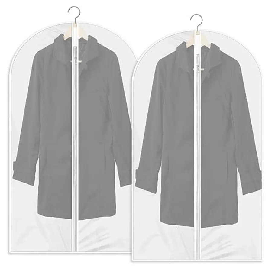 Garment Bags for Hanging Clothes, 2 PCS Dust-Proof Clothes Cover Bag Clear Garment Bag Breathable Coat Protector Zippered Garme