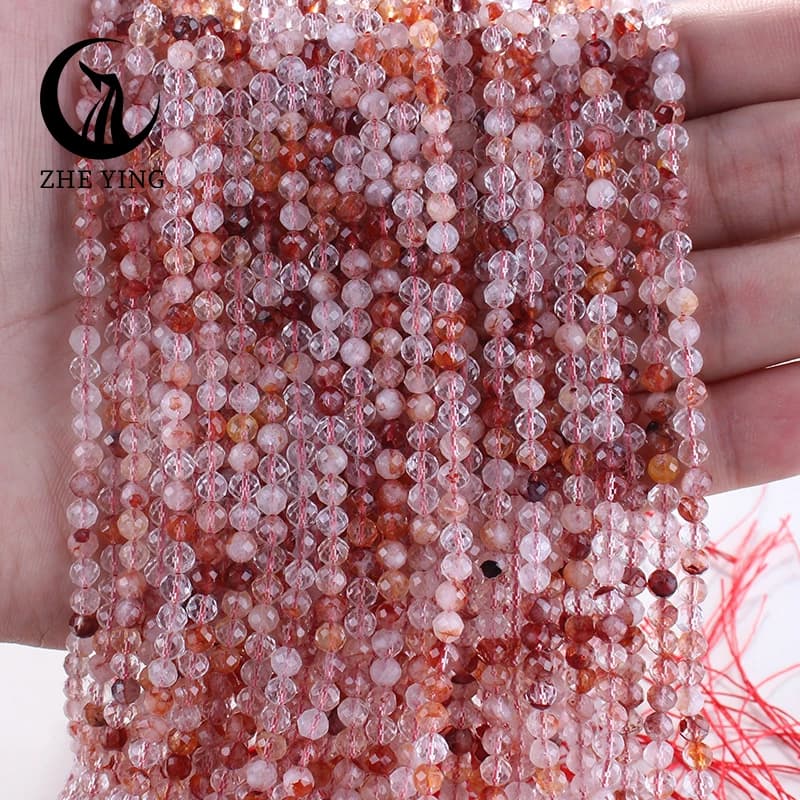 2, 3, 4 mm natural red hematoid quartz faceted beads, quartz fire loose beads for jewelry creation, DIY accessories for bracelets