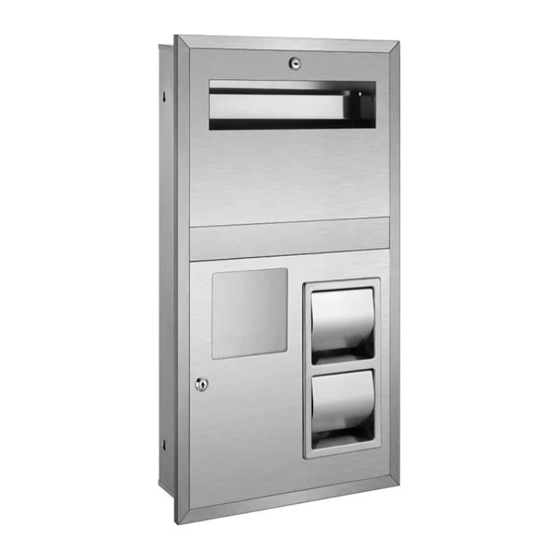 Portarotolo di carta igienica a parete incorporato in acciaio inossidabile per bagno pubblico Dispenser di carta igienica con piega a C