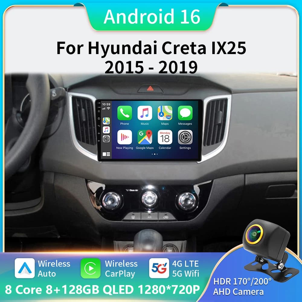 Android 16 Per Hyundai Creta IX25 2015 - 2019 Auto Radio di Navigazione GPS Lettore Multimediale Stereo WiFi + 4G Carplay Auto BT DSP