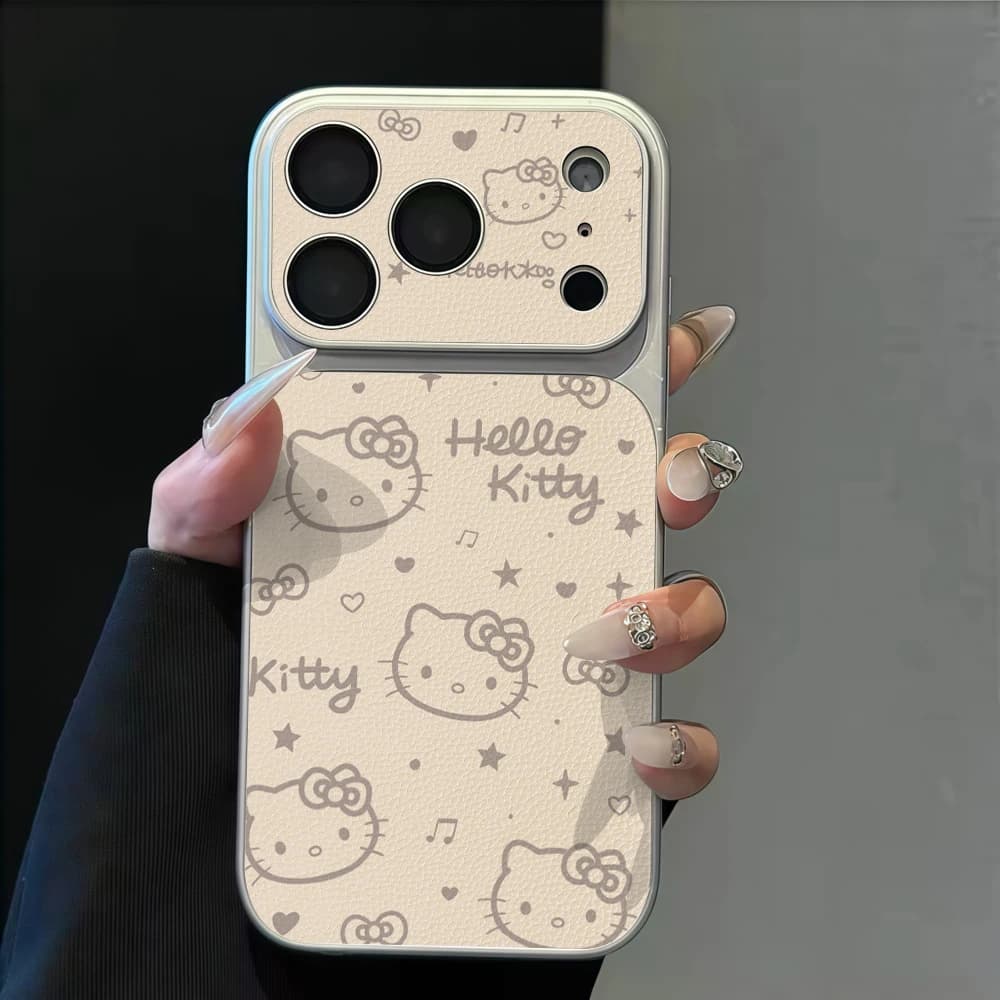 Cover morbida con finestra grande per iPhone 17 Air 16 Pro Max 15 14 13 12 11 Pro Max 17E 16 X 8 Plus, con design semplice a line art di Hello Kitty