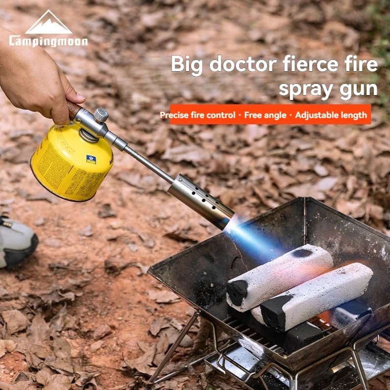 CAMPINGMOON MT-3955 Pistola a Spruzzo ad Alta Potenza per Campeggio all'Aperto, Alta Temperatura, Estensibile, Utilizzo a Doppia Lunghezza con Borsa di Stoccaggio Inclusa