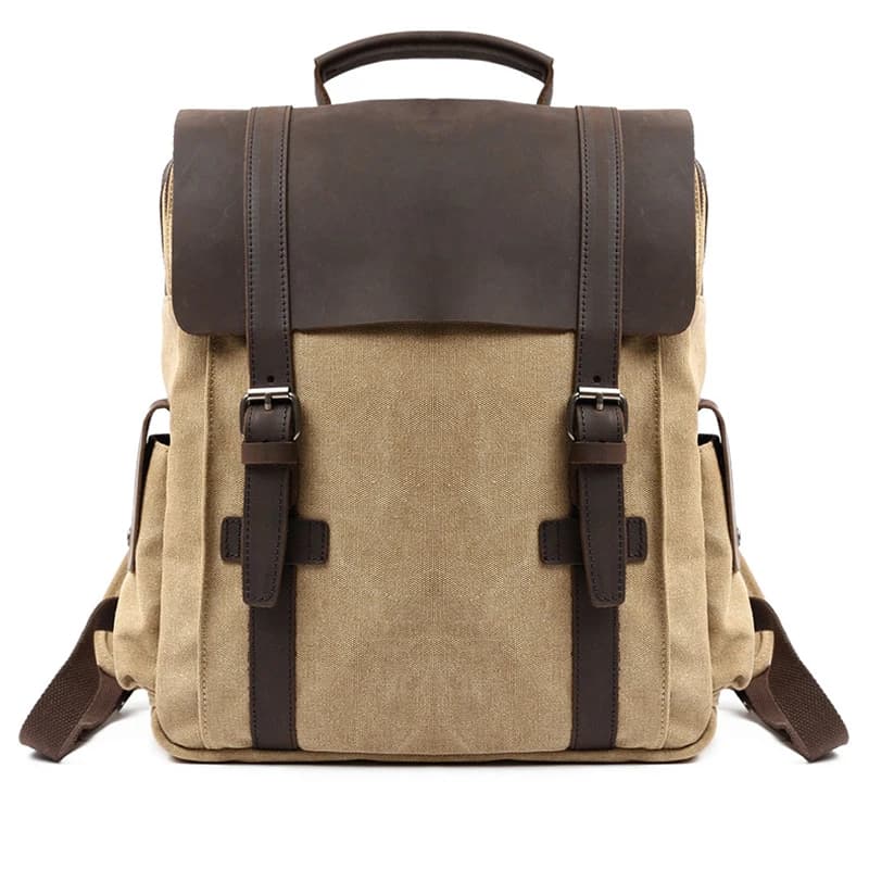 Zaino in tela vintage da uomo e da donna, zaino in tela per laptop da 15,6 pollici, borsa per laptop da scuola, zaino da viaggio per escursionismo