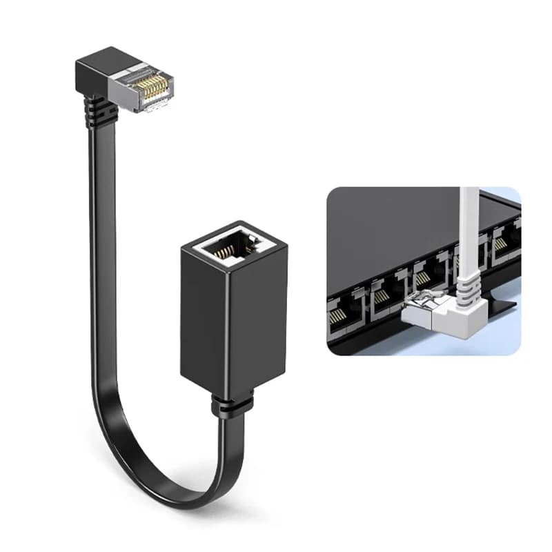 1 pz 90 Gradi CAT7 Cavo di Prolunga di Rete Piatto Ultra 10G Angolo Destro/Sinistra Gomito Cavo di Rete RJ45 Maschio A Femmina Cavo Adattatore