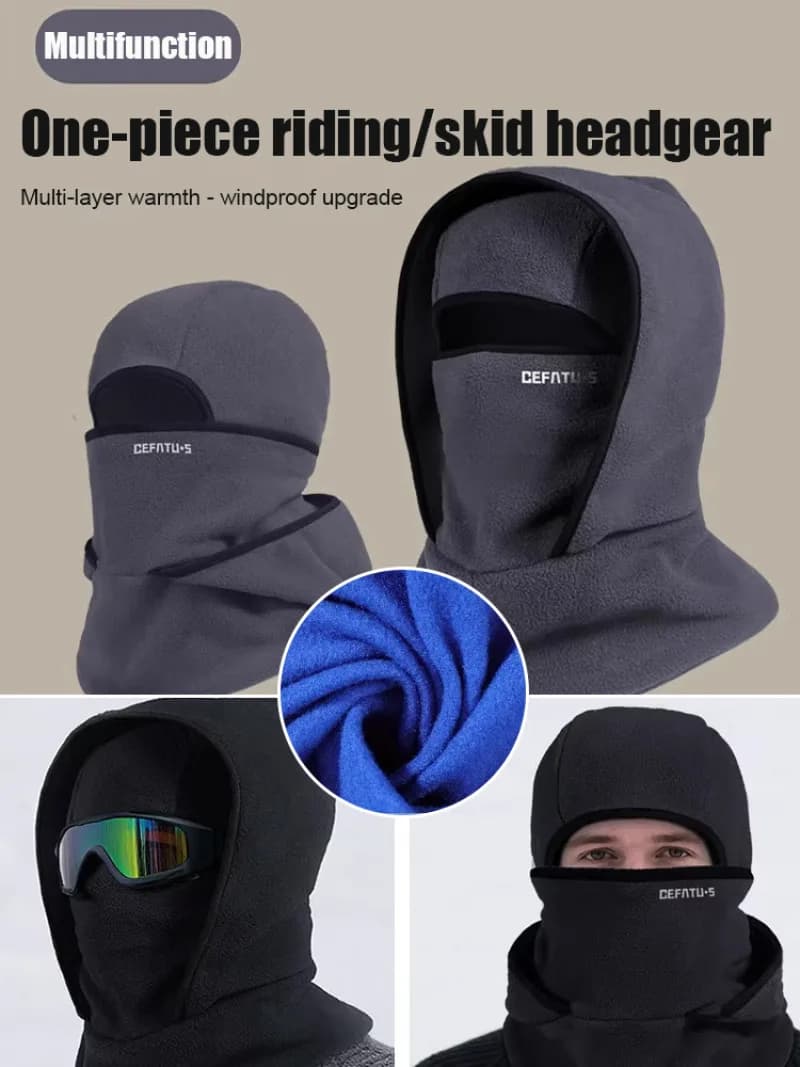 Winter Sports 2-in-1 Hat & Neck Warmer, Windproof Cold-Proof Cycling Mask, Ski Balaclava Neck Gaiter, Soft Warm Breathable