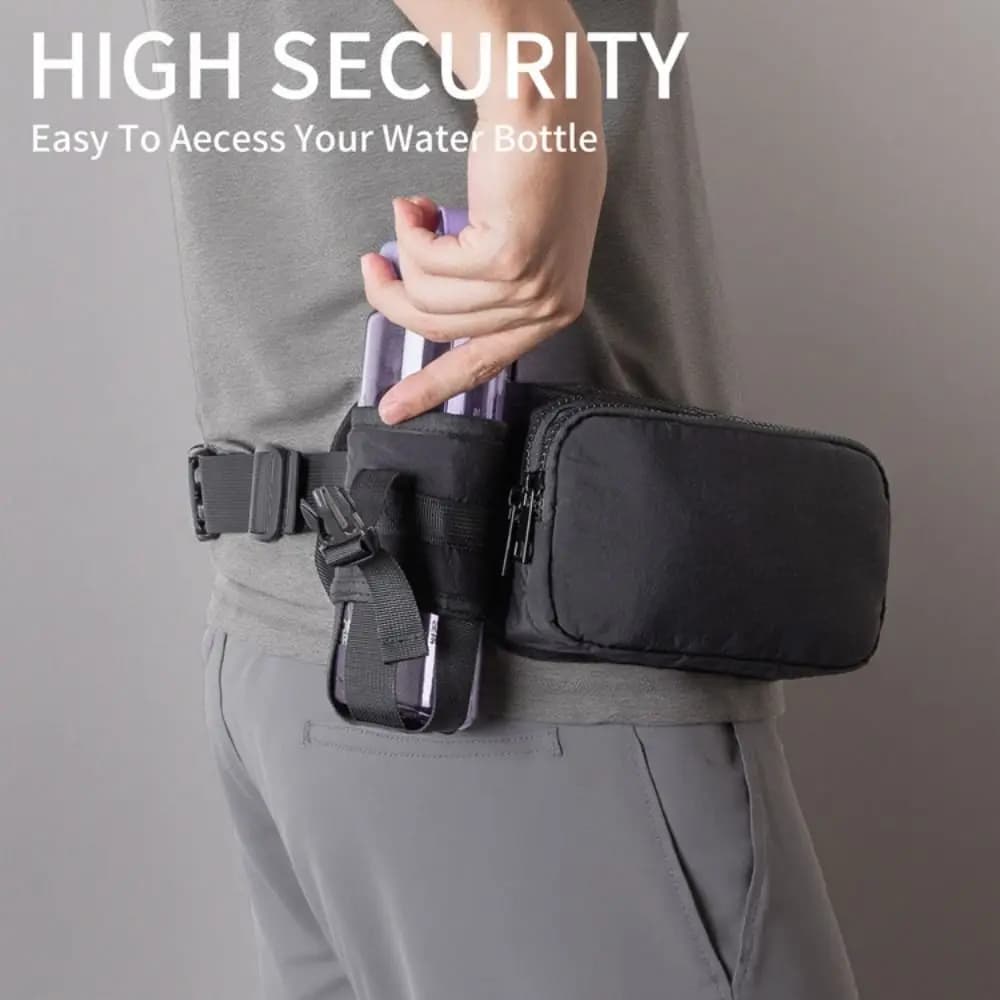 Adjustable Elastic Running Belt with Water Bottle Sports Bag Running Nylon Waist Bag