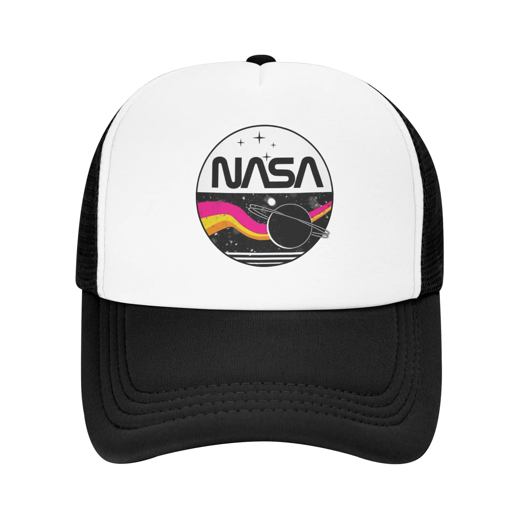 Berretto da baseball in rete personalizzata Nasa Stars bianco nero Donna Uomo Campeggio Cappelli per protezione solare da spiaggia femminile Cappellino da camionista