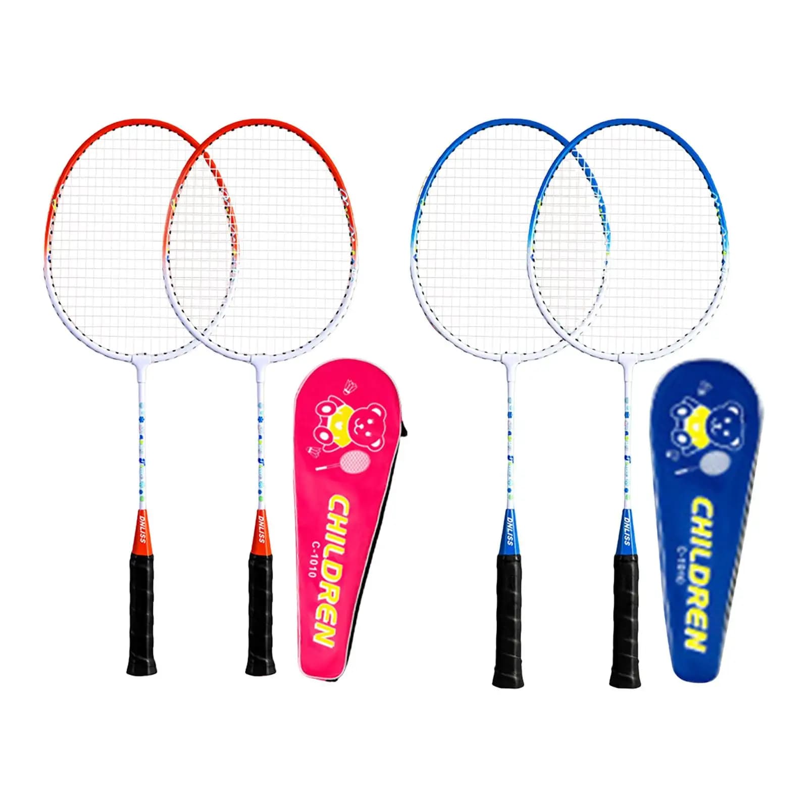 2 sporty badminton rackets with case for beginners, for children, double badminton rackets for games, beach, lawn, tennis, outdoor sports
