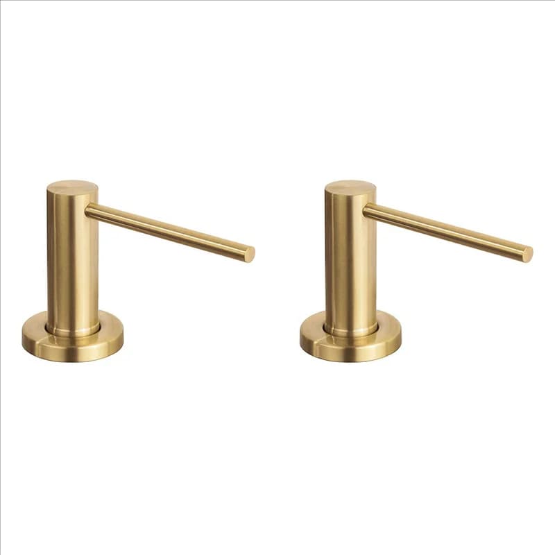 Dispenser di sapone ABJN-2X per lavello da cucina, pompa da appoggio in acciaio inossidabile spazzolato, dispenser per lozione mani integrato, colore oro.