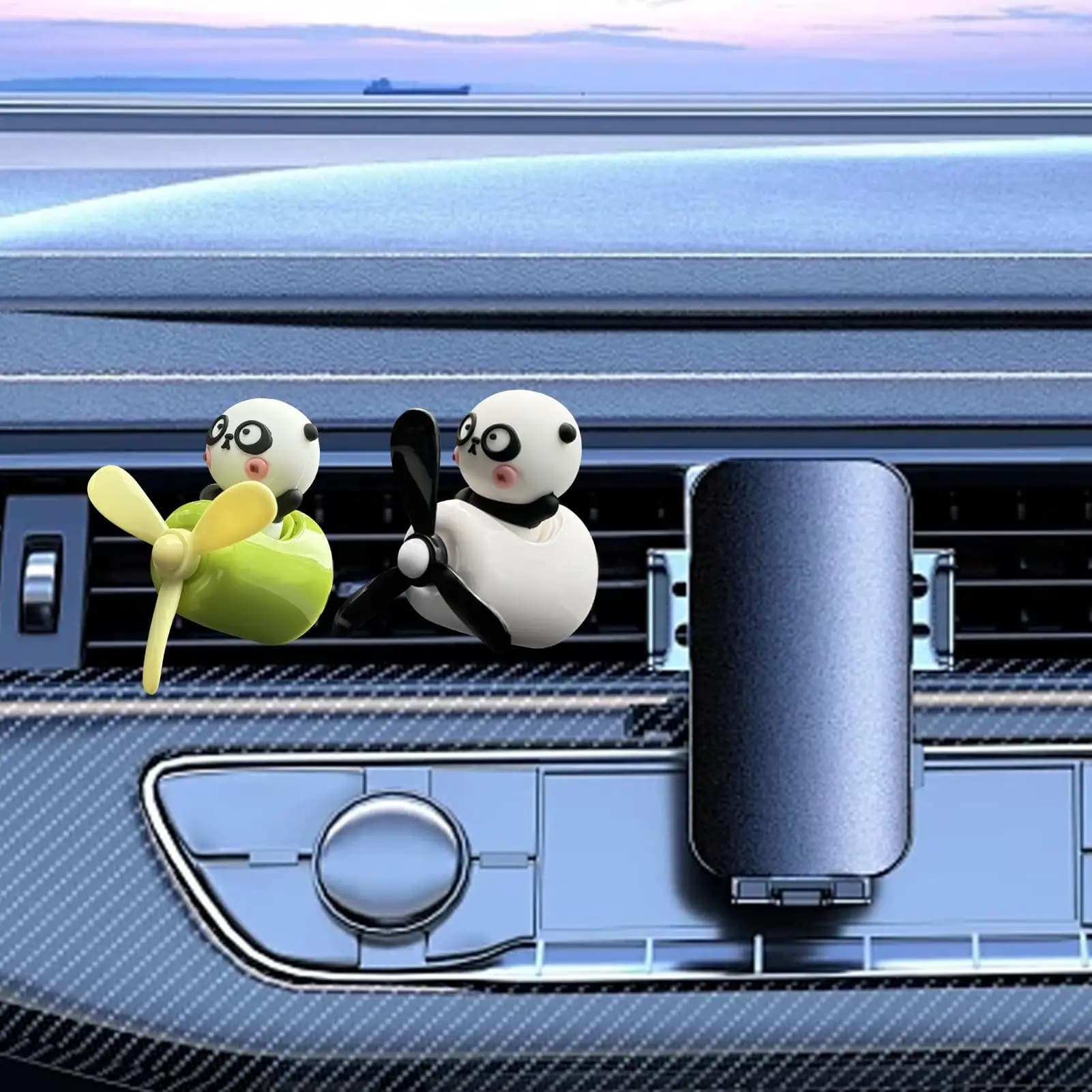 Car Perfume Car Cartoon Panda Pilot Deodorants for Car Aromatherapy Perfume Fragrance Rotating propeller for taking Decoration Auto