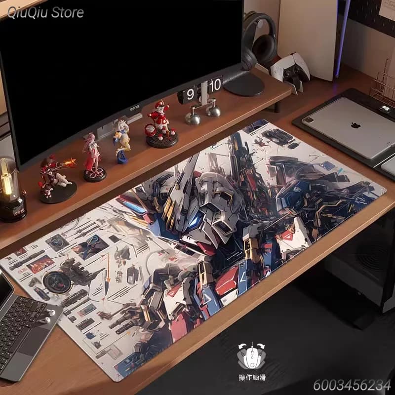 Cartoon HD Print Gundam Leather Mouse Pad Oversized Computer Keyboard Pad Anime Game Anime Boys Anti