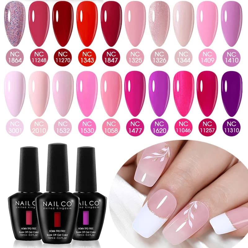 NAILCO Smalto Gel per Unghie 15ml, Serie Primavera-Estate, Colore Rosa, Vernice Semipermanente UV, Senza HEMA e TPO