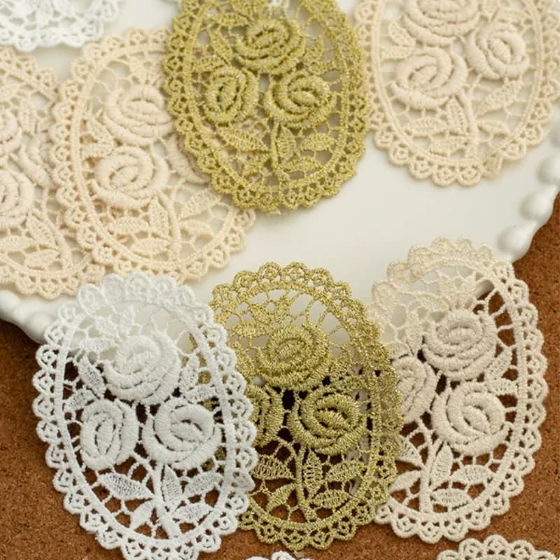 Lace Cloth Stickers Golden White Clothes Skirts Jackets Wedding Accessories DIY Handmade Materials Bags Decorations
