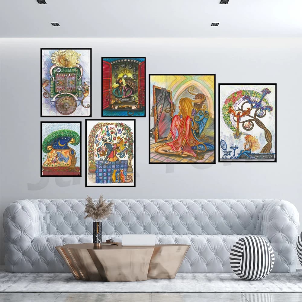 Stampa artistica libanese Byblos" - "Salsa Kitchen" - "Runziando" - "Giorno e notte" - "Backgammon" - Stampa poster artistici per la cucina degli amanti