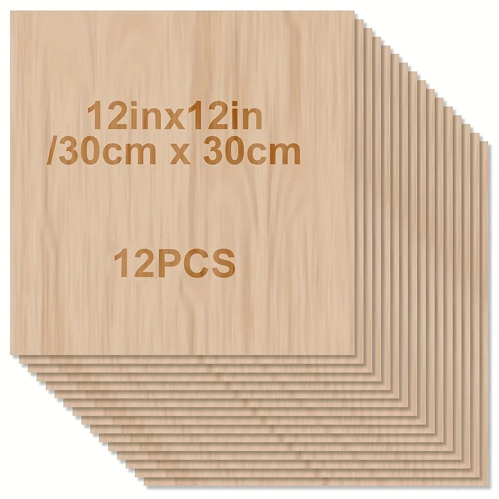 Craft wood table 4/8/12/24/48 - 12 x 12 x 1/12 inch - Thick table 2 mm, smooth surface, square table, suitable for laser cutting